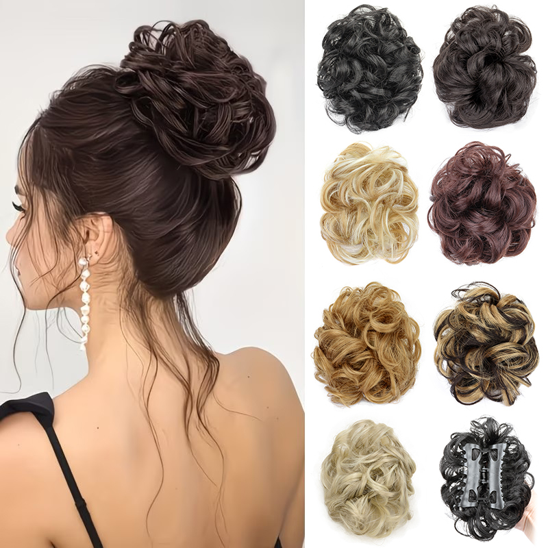 Claw Clip Messy Bun Hair Piece - إكسسوار شعر صناعي للنساء، شينيون أنيق