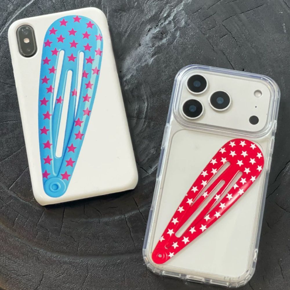 Hair Clips - جراب هاتف بتصميم أمريكي أحمر منقط