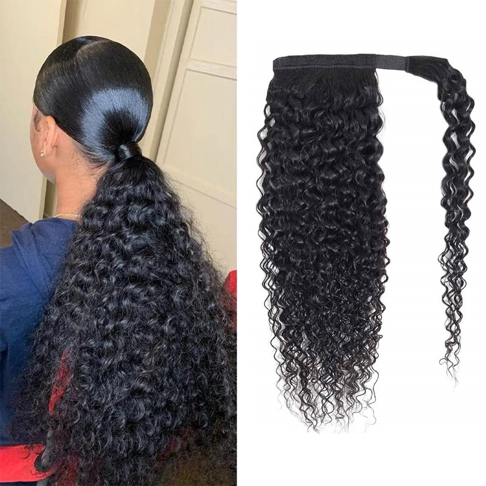 Seamless Clip In Hair Extensions Human Hair - وصلة شعر ذيل حصان مجعد كثيف