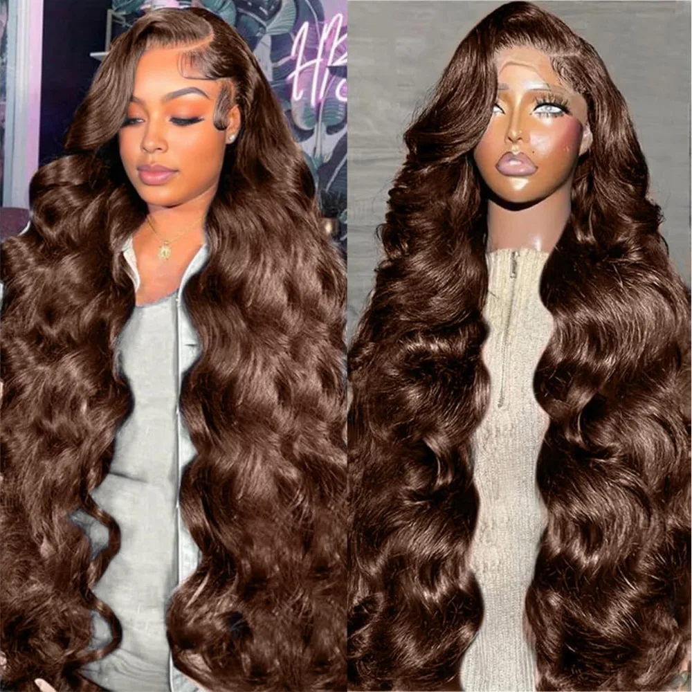 Hd Lace Frontal Wig Human Hair Pre Plucked - شوكولاتة # شعر مستعار مموج 4