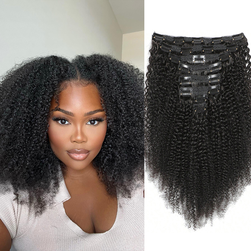 Seamless Clip In Hair Extensions Human Hair - مشبك شعر بشري أفريقي في ملحقات