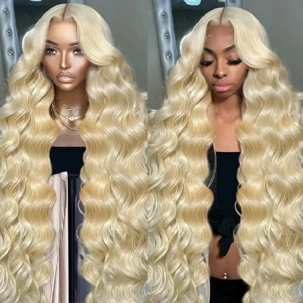 613 Blonde Body Wave Lace Front Wig - باروكة شعر بشري أشقر 613 بطول
