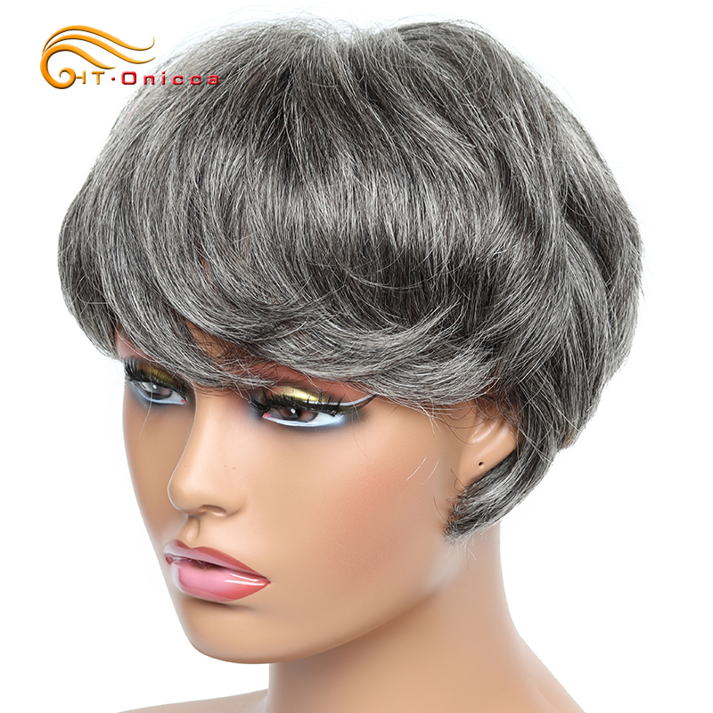 Short Pixie Cut Wig Human Hair Cheap - شعر مستعار بشري مستقيم للنساء السمراوات