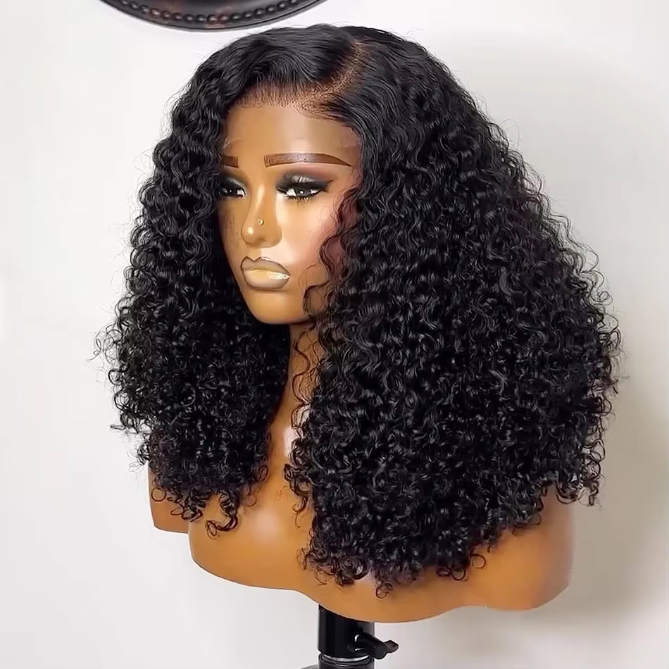 Glueless Wear And Go Human Hair Wig - شعر مستعار بوب قصير مجعد 230%