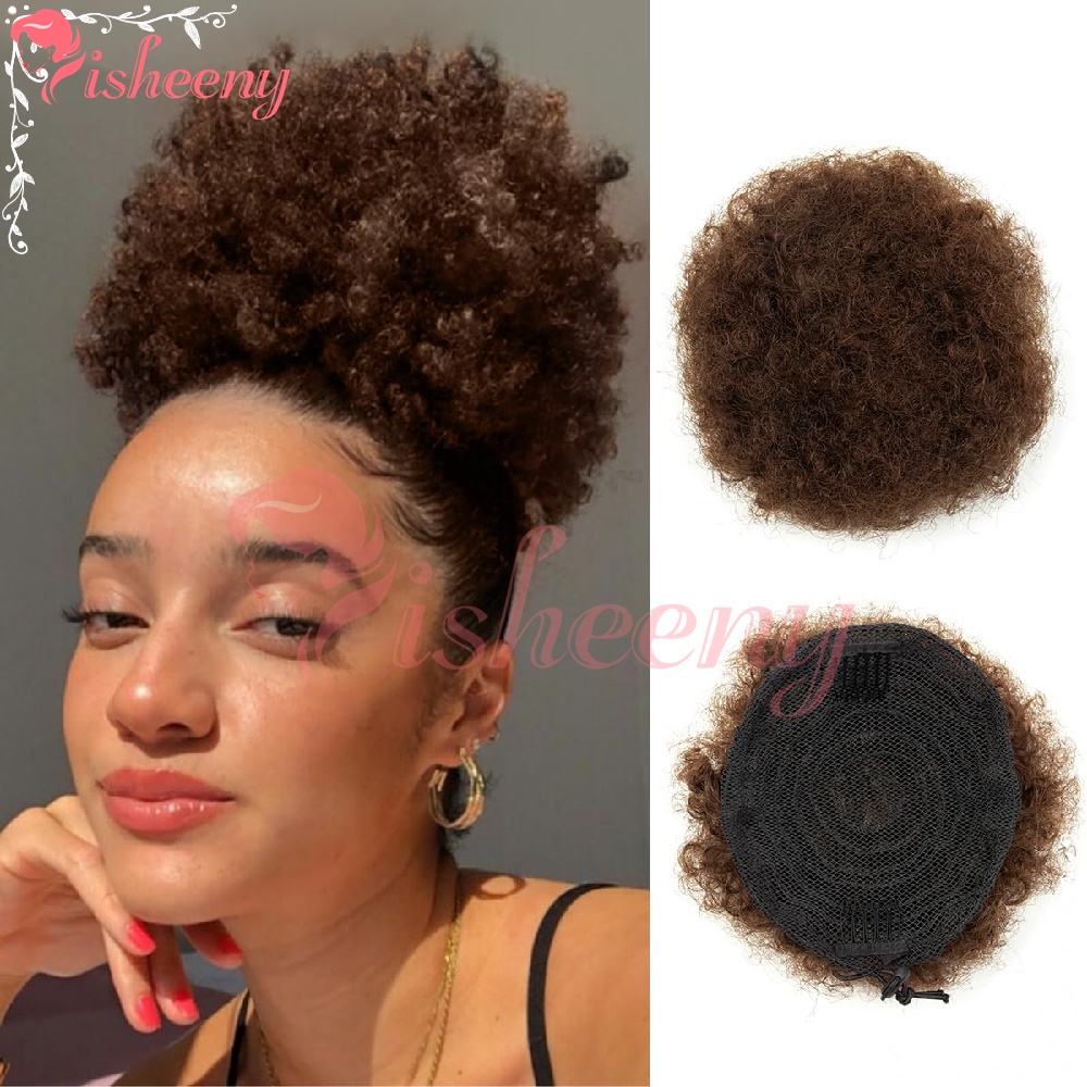 Drawstring Afro Curly Puff Ponytail - إيشيني كينكي كيرلي أفرو باف ذيل