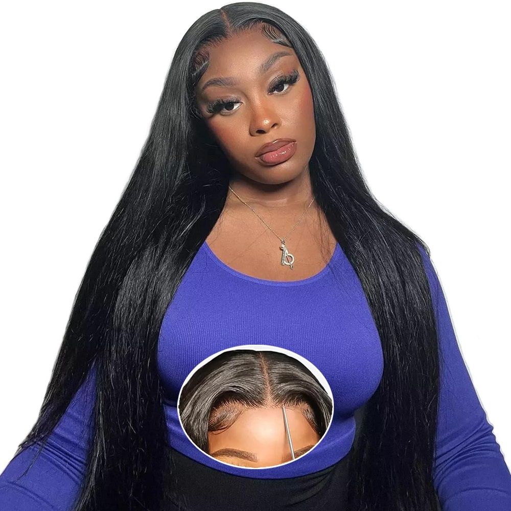 Human Hair Wigs - باروكة شعر طبيعي مستقيم بدون غراء