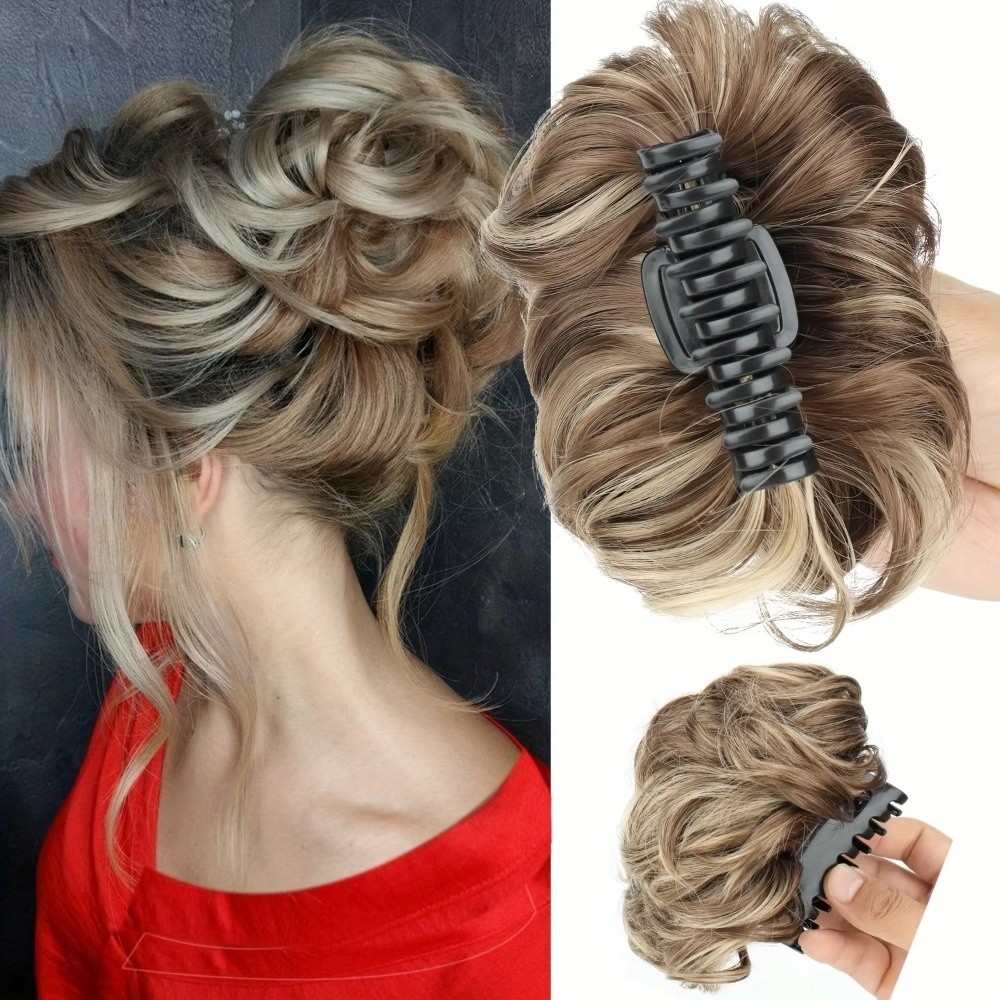 Claw Clip Messy Bun Hair Piece - مشبك شعر صناعي مموج لتسريحة شعر