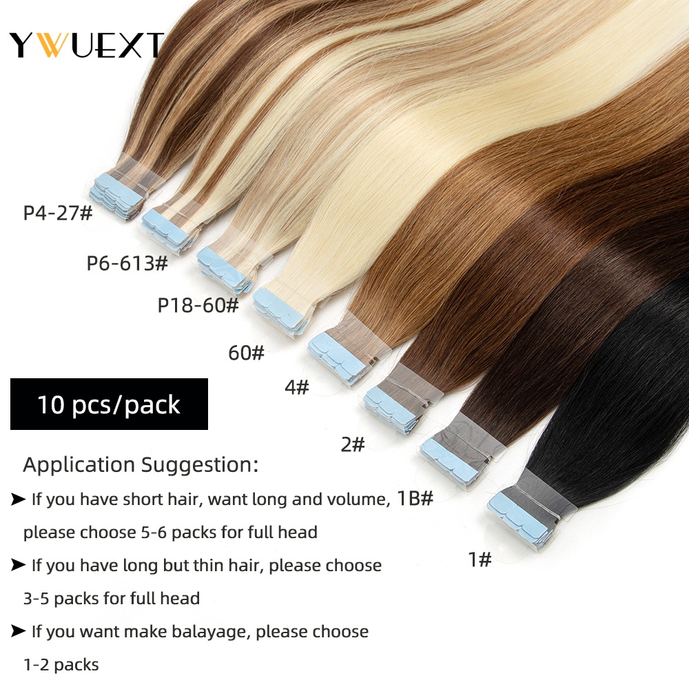 YWUEXT-شريط صغير في وصلات الشع - مراجعة Invisible Tape In Extensions Real Hair وسعره