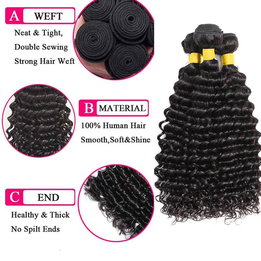 حزم شعر بشري مموج عميق مع إغلا - مراجعة Deep Wave 3 Bundles With Closure وسعره