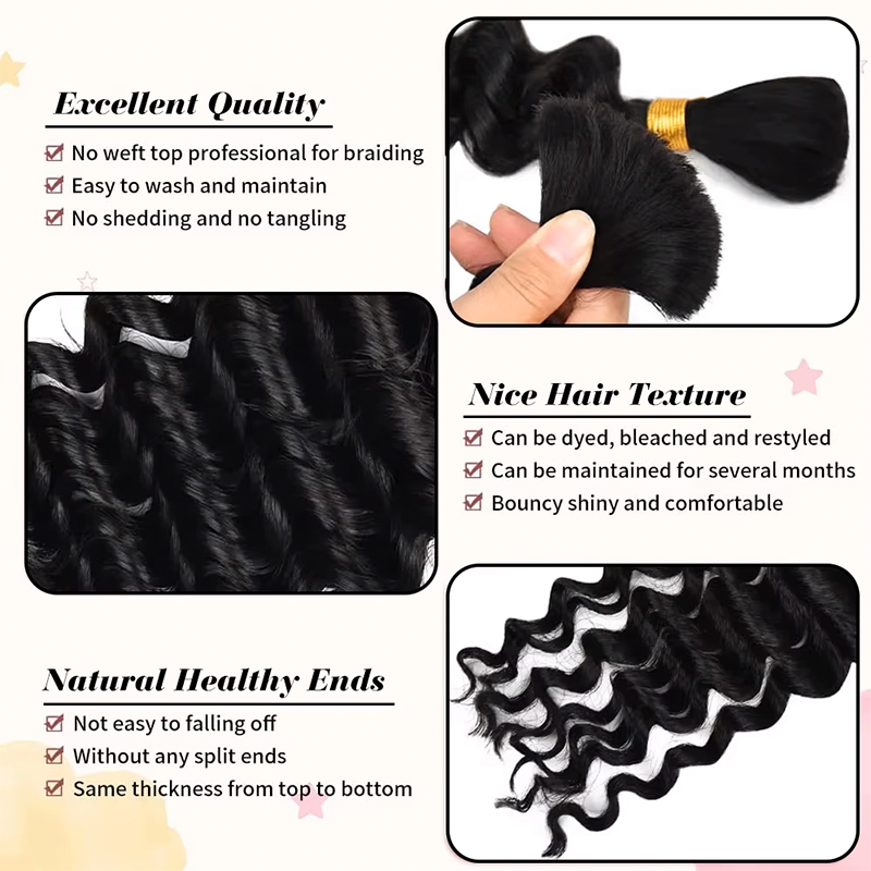 شعر بشري للضفائر بحجم 12A، بطو - مراجعة Water Wave Bulk Human Hair For Braiding وسعره