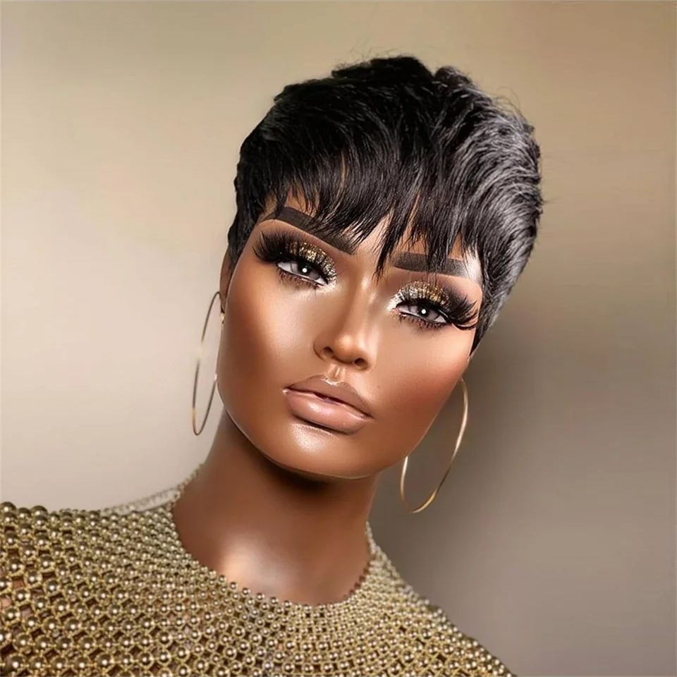 شعر مستعار قصير مستقيم بوب عاب - مراجعة Short Pixie Cut Wig Human Hair Cheap وسعره