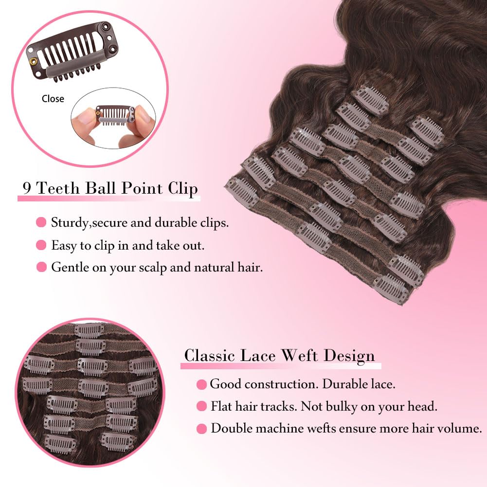 # 4 الشوكولاته براون الجسم موج - مراجعة Seamless Clip In Hair Extensions Human Hair وسعره