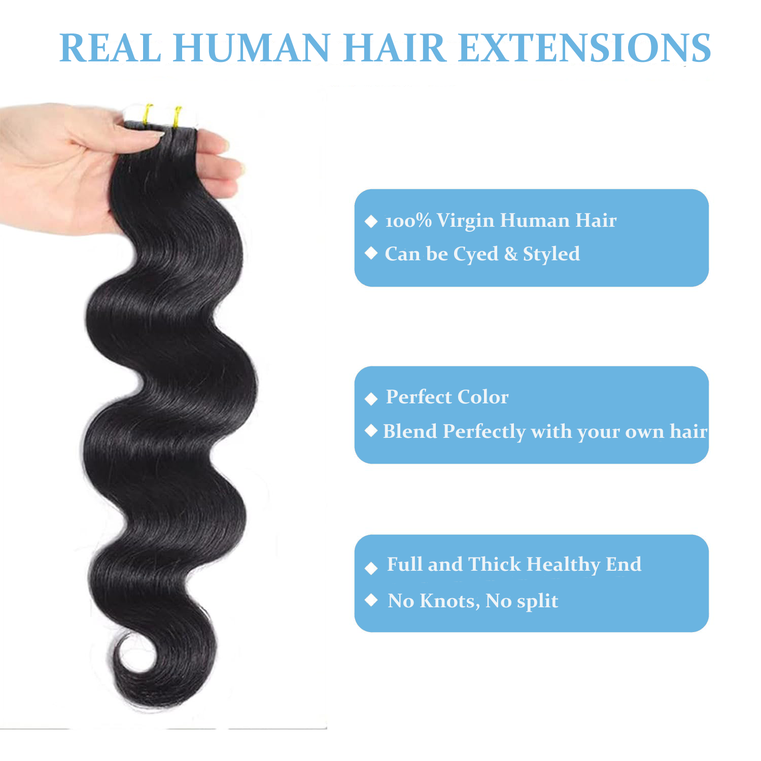 شريط مموج للجسم الطويل في الشع - مراجعة Invisible Tape In Extensions Real Hair وسعره