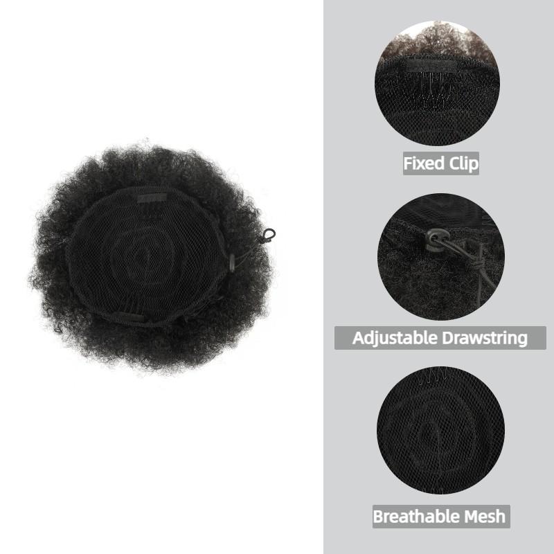 وصلات شعر صناعية قصيرة مجعدة ب - مراجعة Drawstring Afro Curly Puff Ponytail وسعره