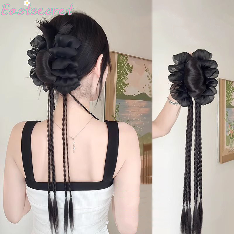 مشبك شعر بفيونكة سوداء وربطة ن - مراجعة Claw Clip Messy Bun Hair Piece وسعره