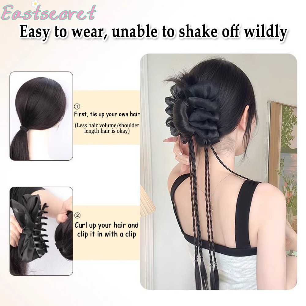 مشبك شعر بفيونكة سوداء وربطة ن - مراجعة Claw Clip Messy Bun Hair Piece وسعره