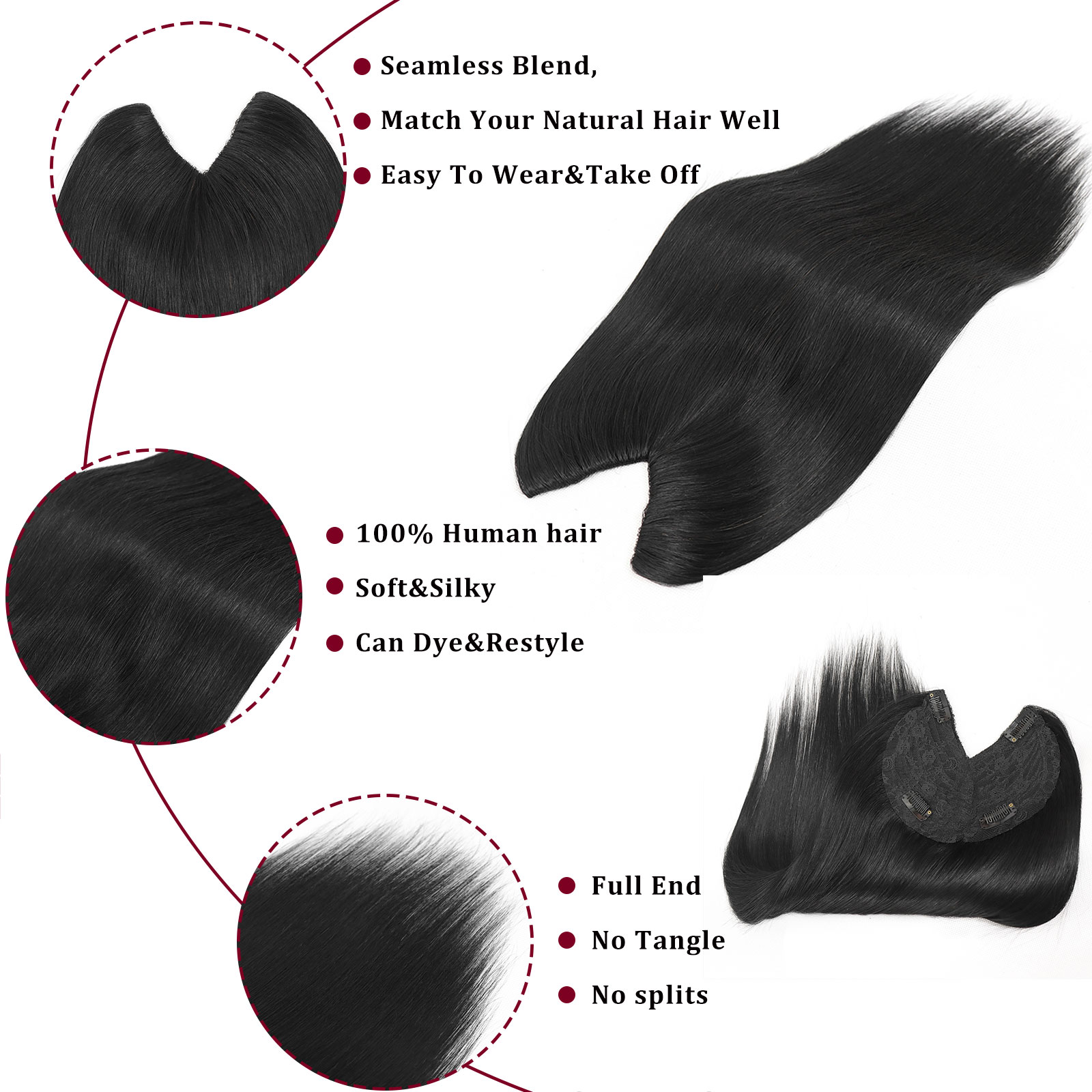وصلات شعر بشري على شكل حرف V غ - مراجعة Seamless Clip In Hair Extensions Human Hair وسعره