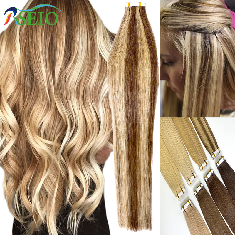 RSEIO-شريط مستقيم-وصلات شعر بش - مراجعة Invisible Tape In Extensions Real Hair وسعره