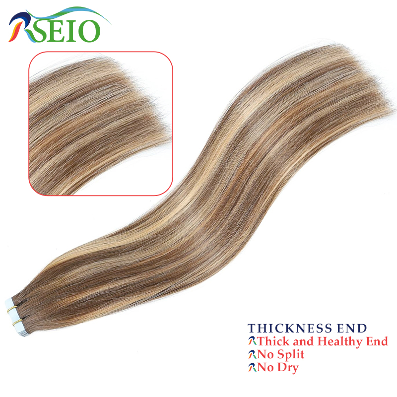 RSEIO-شريط مستقيم-وصلات شعر بش - مراجعة Invisible Tape In Extensions Real Hair وسعره