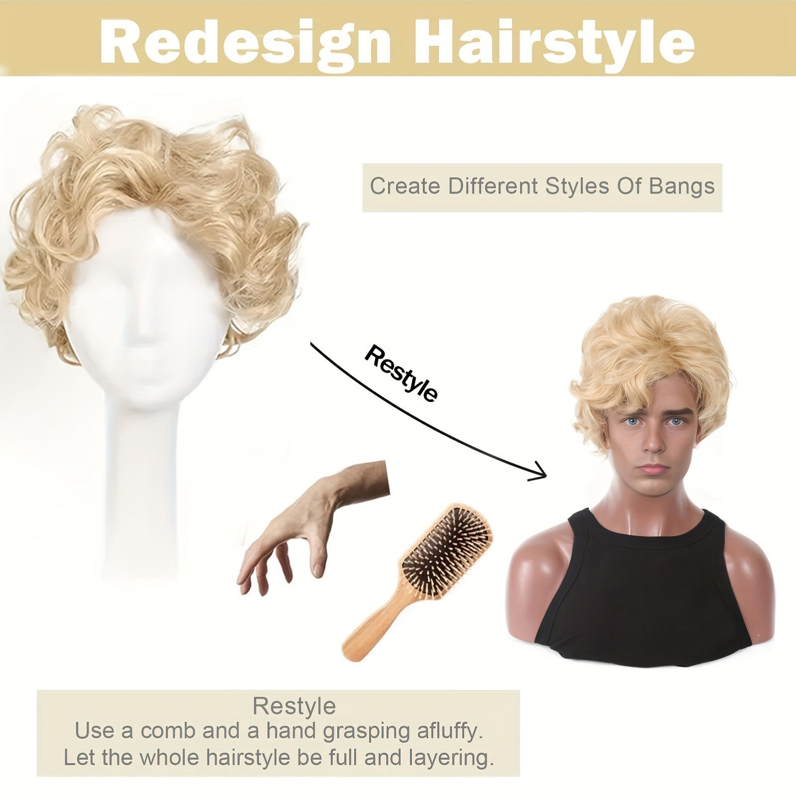 شعر مستعار رجالي أشقر قصير ممو - مراجعة Synthetic Wigs وسعره
