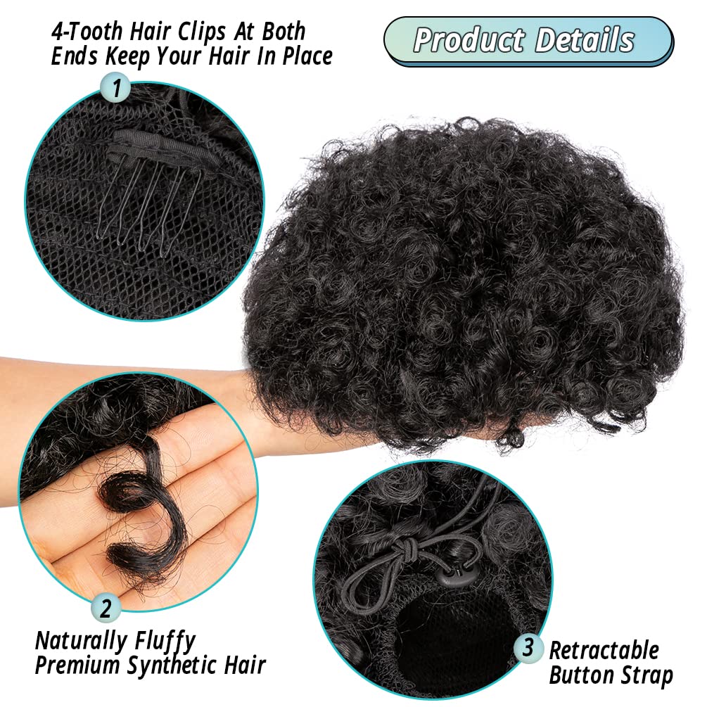 ذيل حصان اصطناعي منفوخ من الأف - مراجعة Drawstring Afro Curly Puff Ponytail وسعره