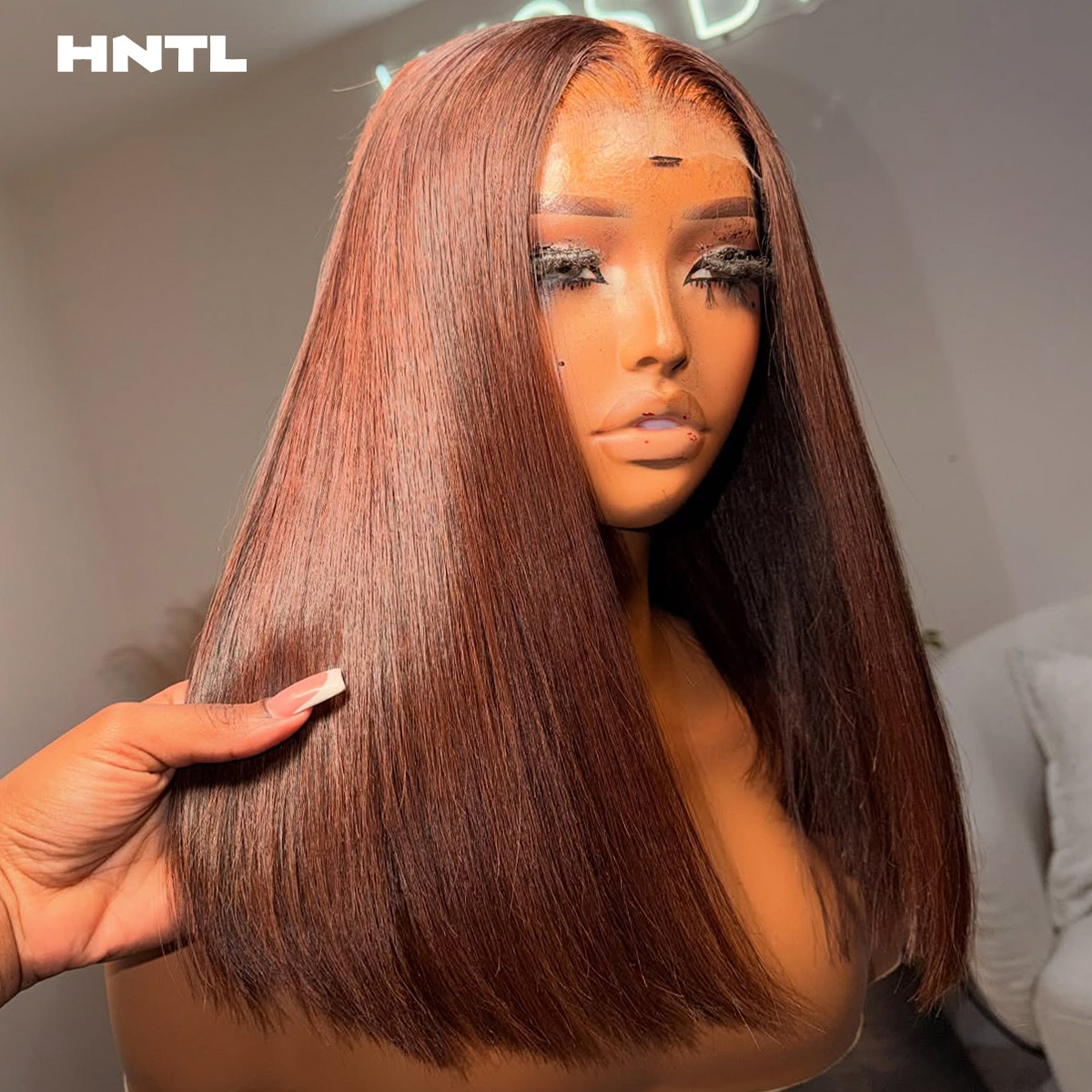 شعر مستعار بوب بني اللون بدون  - مراجعة Pre Parted 13X4 Lace Front Bob Wig وسعره