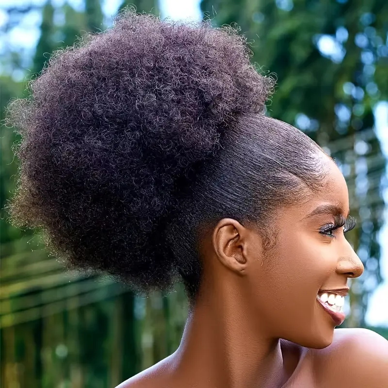 1 قطعة المرأة 10 بوصة الأفرو غ - مراجعة Drawstring Afro Curly Puff Ponytail وسعره