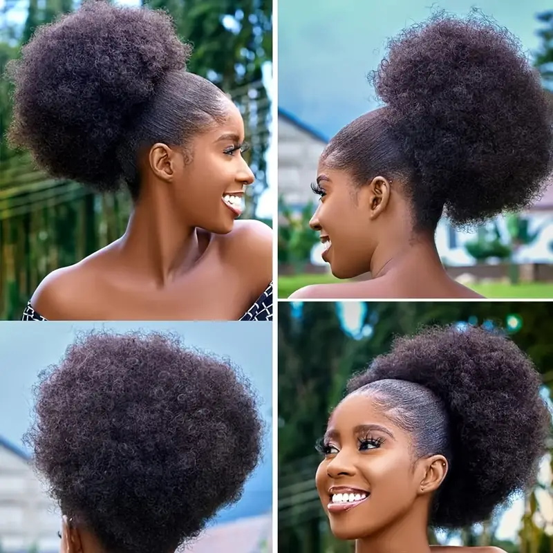 1 قطعة المرأة 10 بوصة الأفرو غ - مراجعة Drawstring Afro Curly Puff Ponytail وسعره