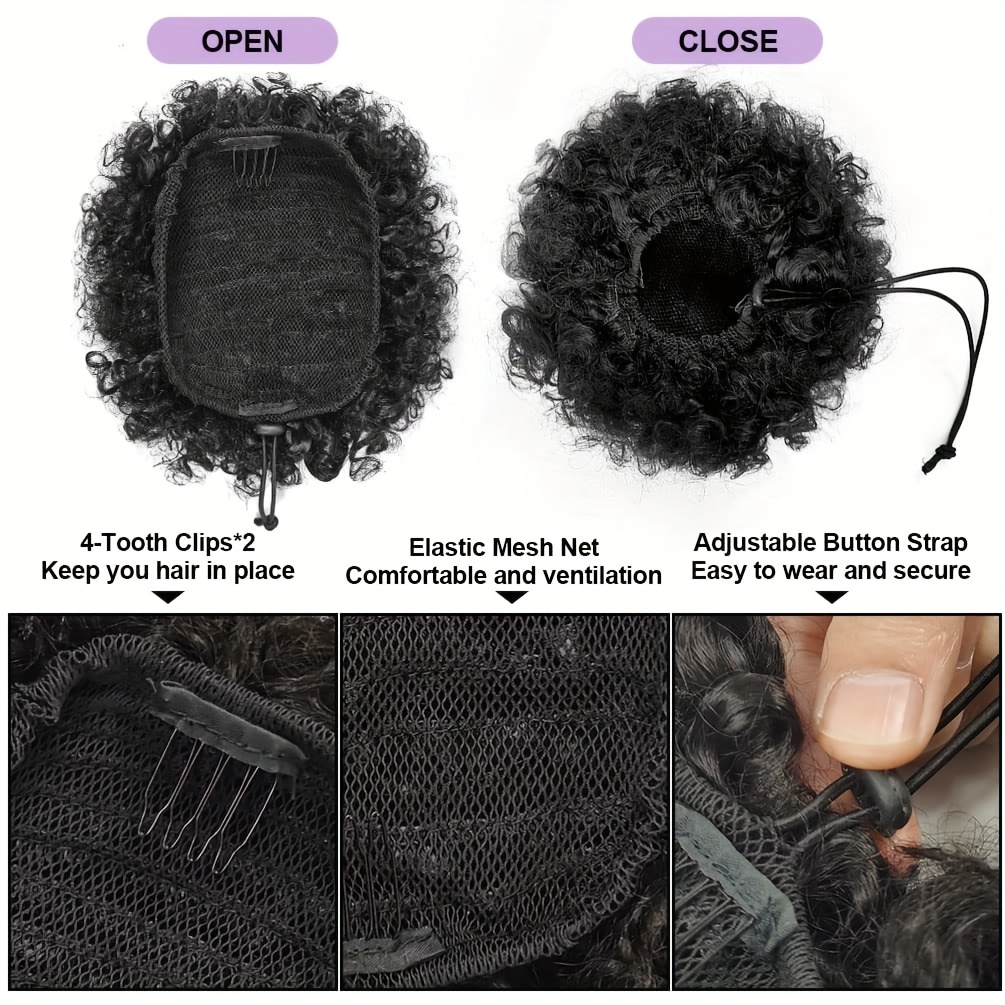 الأفرو غريب نفث 100% كعكة الشع - مراجعة Drawstring Afro Curly Puff Ponytail وسعره