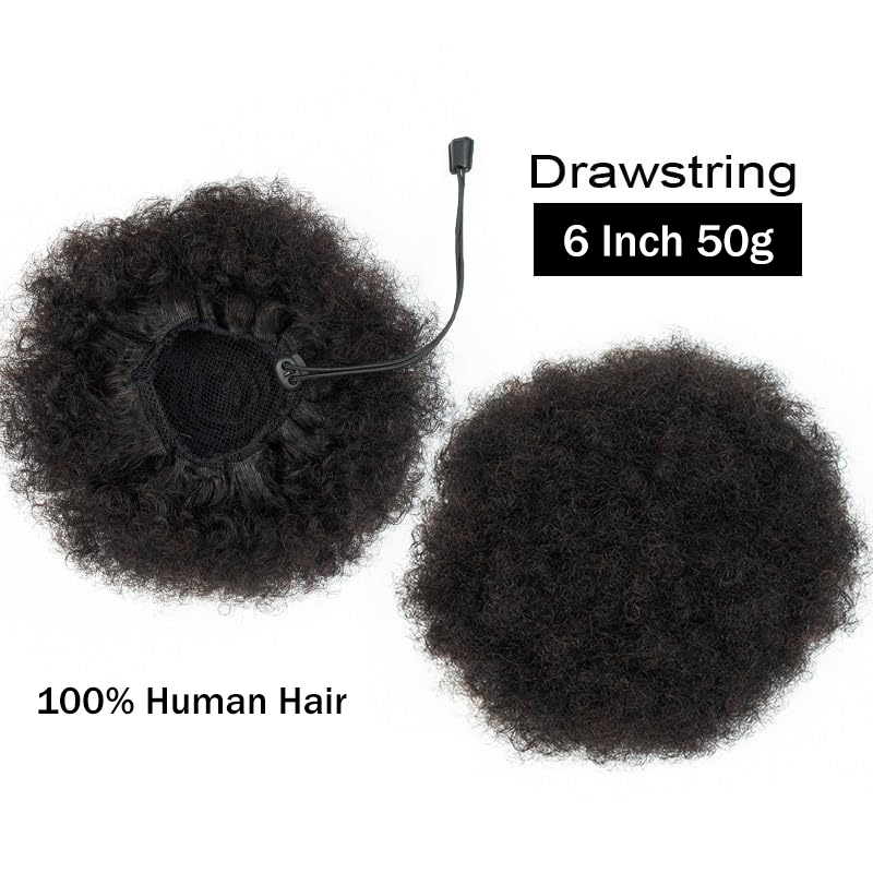 الأفرو غريب نفث 100% كعكة الشع - مراجعة Drawstring Afro Curly Puff Ponytail وسعره